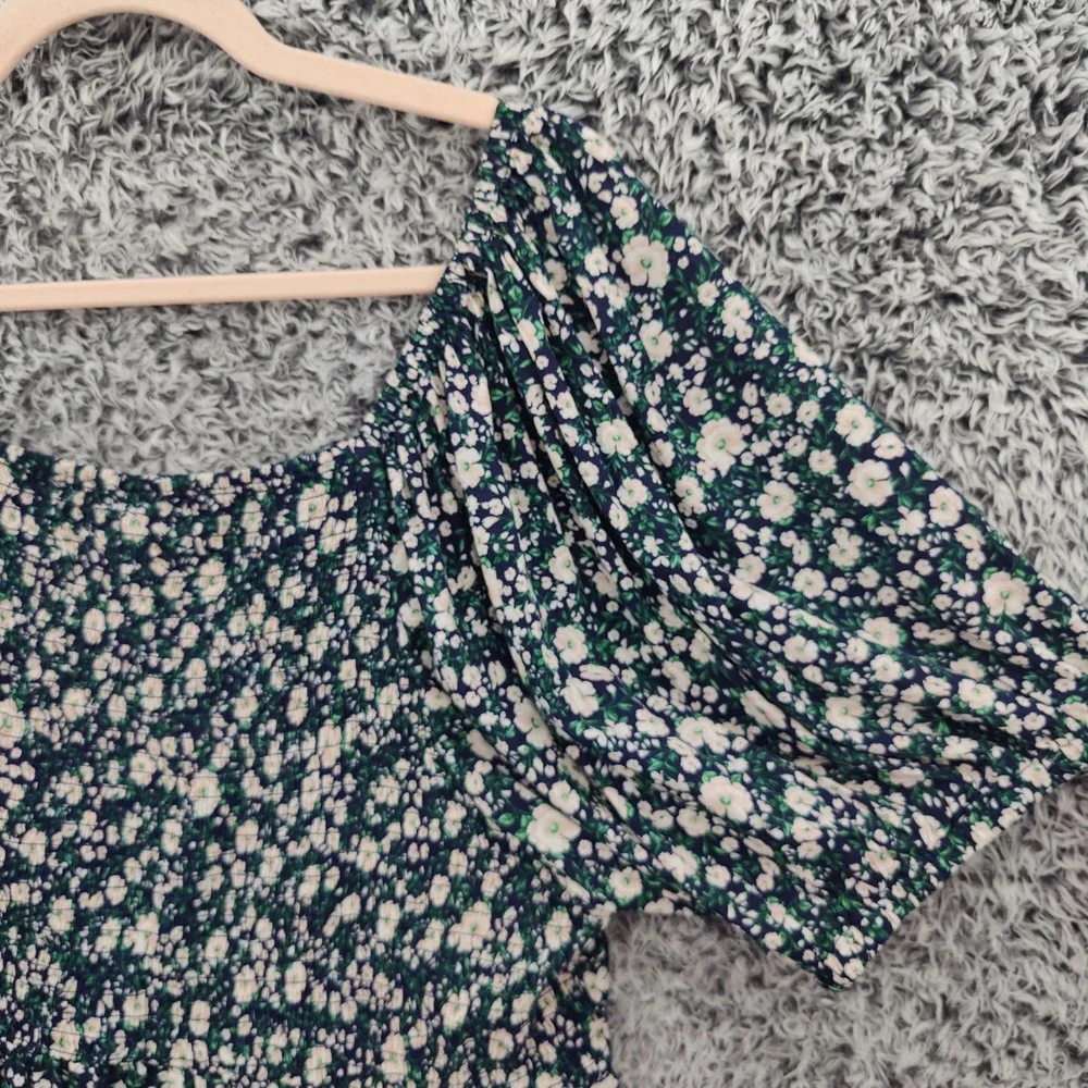 Old Navy Womens Cottagecore Babydoll Peasant Smocked Top 3X Floral Puff Sleeve